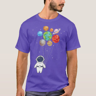 Camiseta Astronauta Engraçado Com Planetas No Espaço Mão Ga