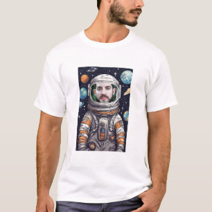 Camiseta Astronauta Engraçado Enfrenta Foto Personalizada D