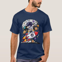 Astronauta Engraçado Fazendo Dab em Foguete Espaço
