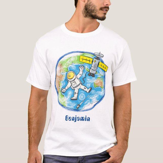 Camiseta Astronauta engraçado no espaço e na banda desenhad (Frente)