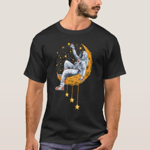 Camiseta Astronauta Engraçado Planetas da Lua Coloridos Grá