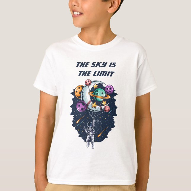 Camiseta Astronauta engraçado segurando um balão de planeta (Frente)