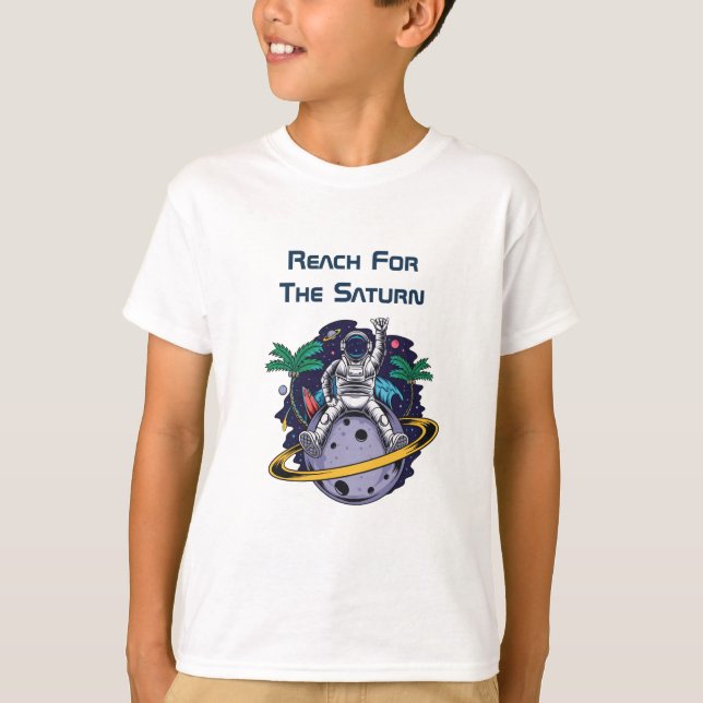 Camiseta Astronauta Engraçado Sentado Em Saturno (Frente)