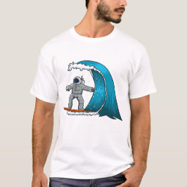 Camiseta Astronauta Engraçado Surfando