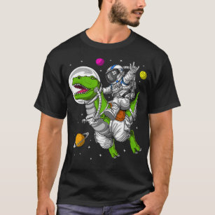 Camiseta Astronauta Espacial Andando TRex Dinossauro Engraç