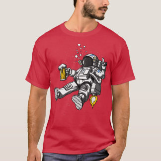 Camiseta Astronauta Espacial Beer Party Engraçado Cosmic M