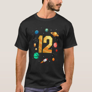 Camiseta Astronauta Espacial Exterior 12 Aniversário Garoto