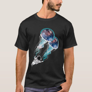 Camiseta Astronauta Espacial Exterior Sobreposição de mergu