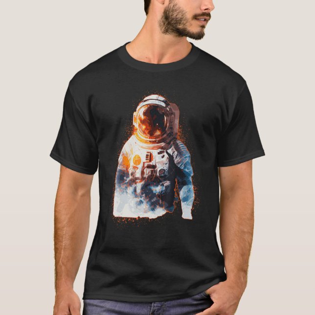 Camiseta Astronauta Espacial Galáxia Astronomia Ventilador  (Frente)