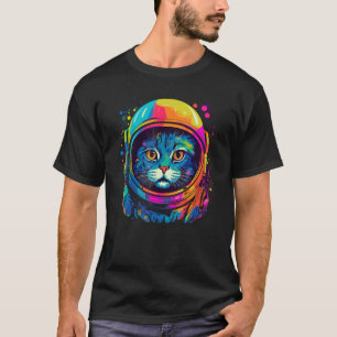 Camiseta Astronauta Espacial Homens Mulheres Crianças Gato 