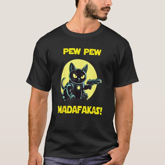 Camiseta Astronauta Espacial Pew Madafakas Gato Bombay (Frente)