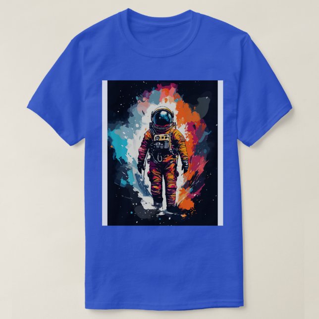 Camiseta Astronauta Espacial - Pintura por Aquarela Abstrat (Frente do Design)