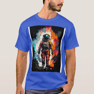 Camiseta Astronauta Espacial - Pintura por Aquarela Abstrat
