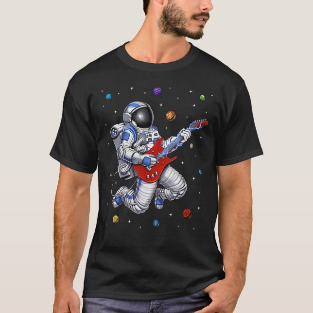 Camiseta Astronauta Espacial Tocando Violão (Frente)