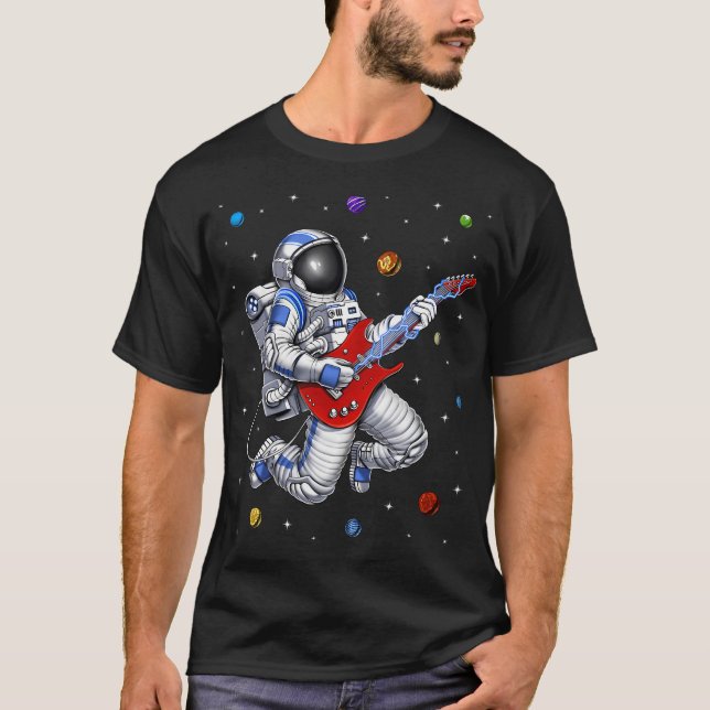 Camiseta Astronauta Espacial Tocando Violão (Frente)