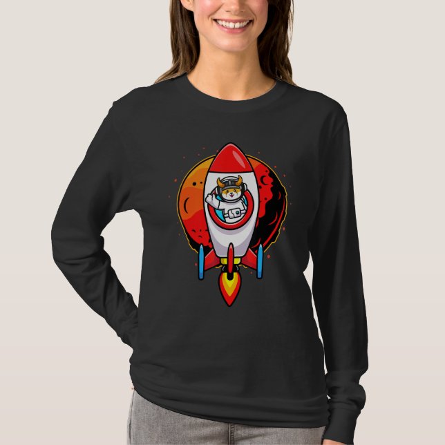 Camiseta Astronauta Floki Inu Moin Para O Token Cripto Da L (Frente)