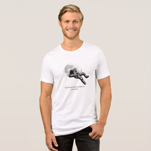 Camiseta Astronauta Flutuando pela Lua – Min Inspirador (Frente Completa)
