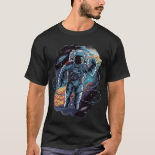 Camiseta Astronauta Flutuante No Espaço Design de Arte Cósm