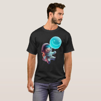 Camiseta Astronauta Fofo Flutuando na Galáxia - Espaço Neon