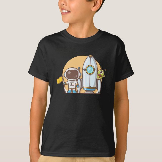 Camiseta Astronauta Foguete Alienígena (Frente)