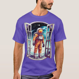 Camiseta Astronauta Fora da Janela Galáxia