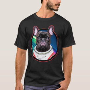 Camiseta Astronauta Francês Espacial Francês Cão sobrevoado