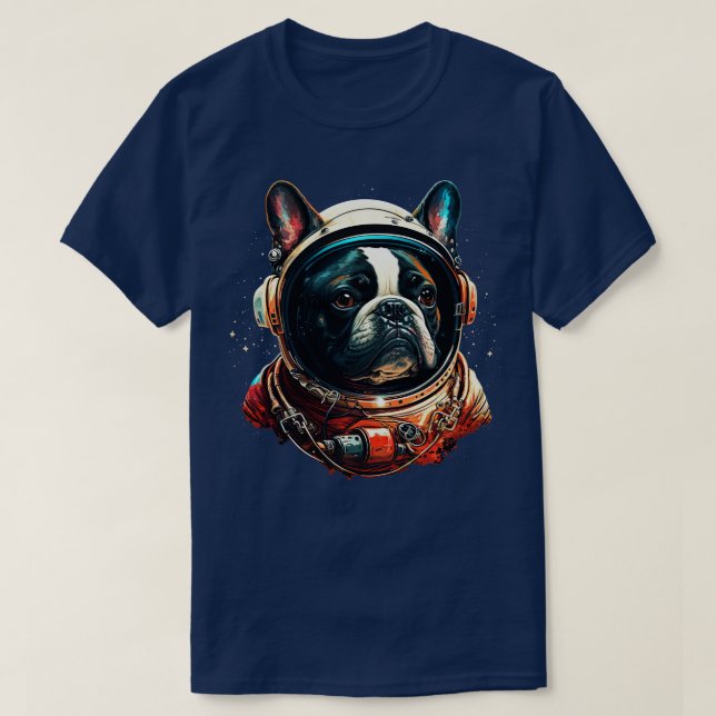 Camiseta Astronauta Francês para Bulldog (Frente do Design)