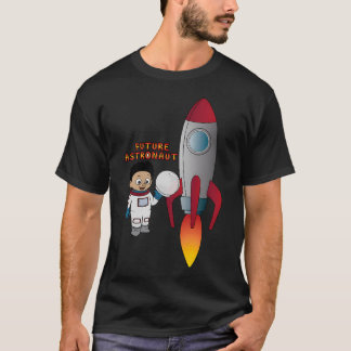 Camiseta 'Astronauta Futuro' Com Foguete (Afro)