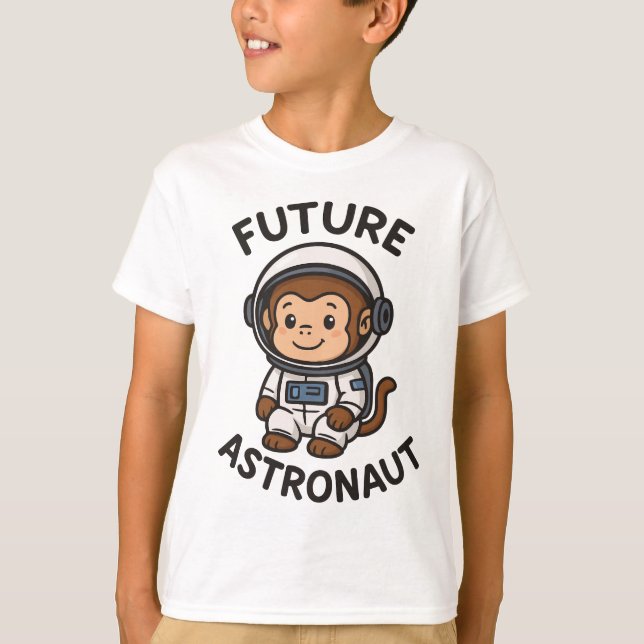 Camiseta Astronauta Futuro - Macaco Espacial Bonito (Frente)