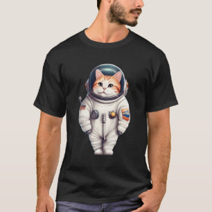 Camiseta Astronauta Gatinho Nos Sinaliza Ciência Espacial