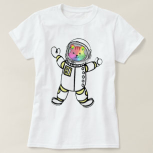 Camiseta Astronauta Gato Astro Arco-Íris Estranho