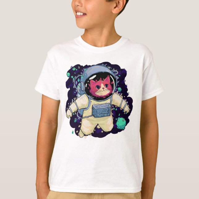 Camiseta Astronauta Gato Colorido (Frente)