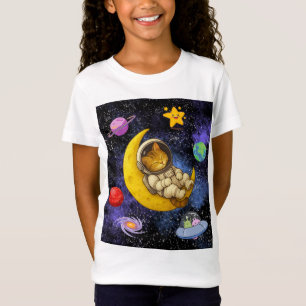 Camiseta Astronauta Gato Dormindo na Lua