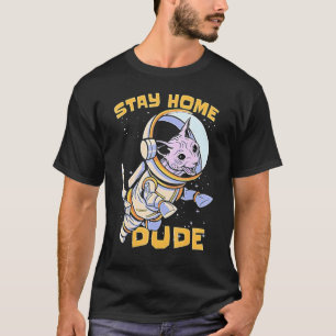 Camiseta Astronauta Gato Espaço Para Homens Mulheres Crianç