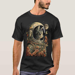 Camiseta Astronauta Gato Floral Astronauta, Fita Rosa F
