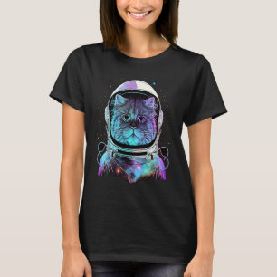 Camiseta Astronauta Gato Persa Cats Coloridos no Exterior A