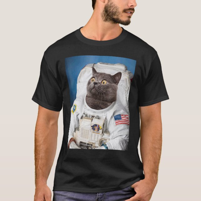 Camiseta Astronauta Gato - Viagens Espaciais do Ca (Frente)