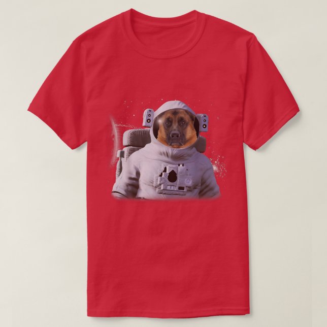 Camiseta Astronauta german shepherd Profundo no Espaço Gif  (Frente do Design)