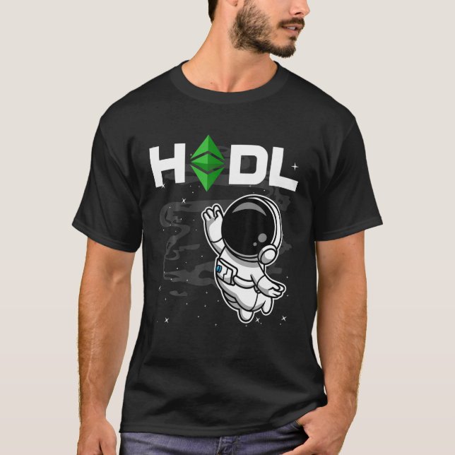 Camiseta Astronauta HDL Ethéum Clássico ETH Moedas Para O M (Frente)