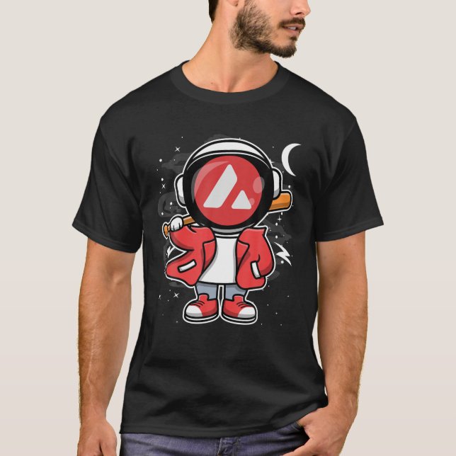 Camiseta Astronauta Hiphop Avalanche AVAX Moedas Para A Lua (Frente)