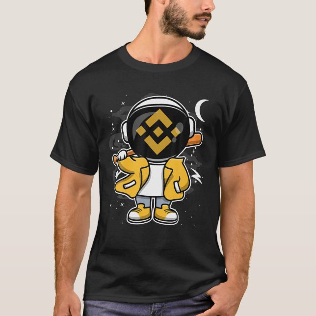 Camiseta Astronauta Hiphop Binance BNB Moedas Para A Lua Cr (Frente)