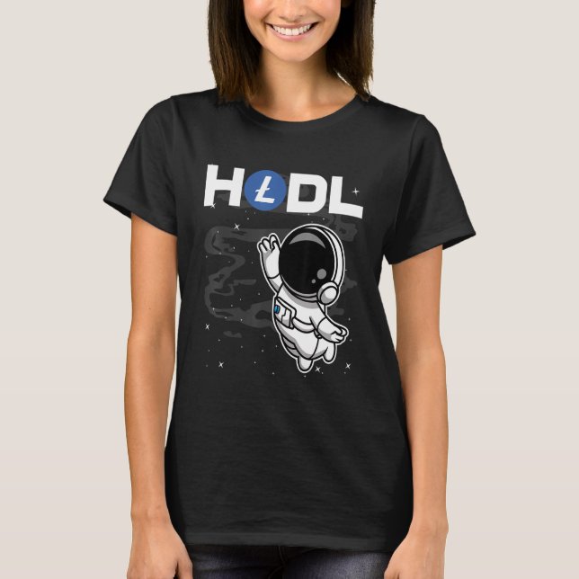 Camiseta Astronauta Hodl Litecoin Latc Moedas Para A Lâmpad (Frente)