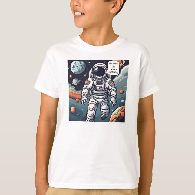 Camiseta Astronauta Houston, Temos Um Aniversário! (Frente)