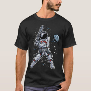 Camiseta Astronauta Jogando Baseball Homerun Esporte Homens