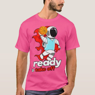 Camiseta Astronauta Jogando Basquete Dunking Premium T-Shi