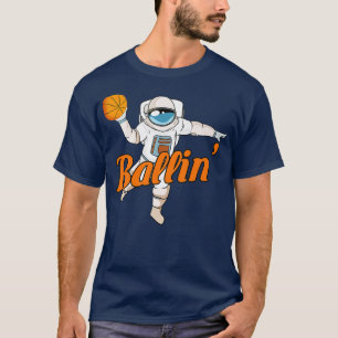 Camiseta Astronauta Jogando Camisa-T Premium De Basquete