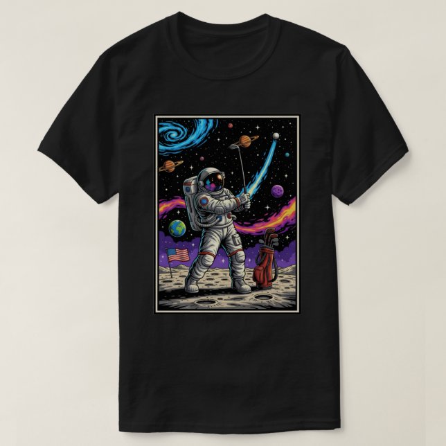 Camiseta Astronauta Jogando Golfe (Frente do Design)