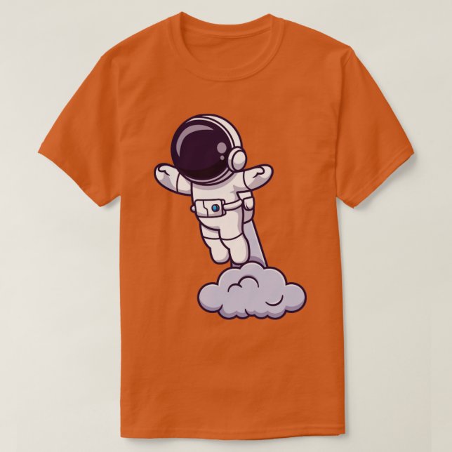 Camiseta Astronauta Lançando Em Cartoon Espacial (Frente do Design)