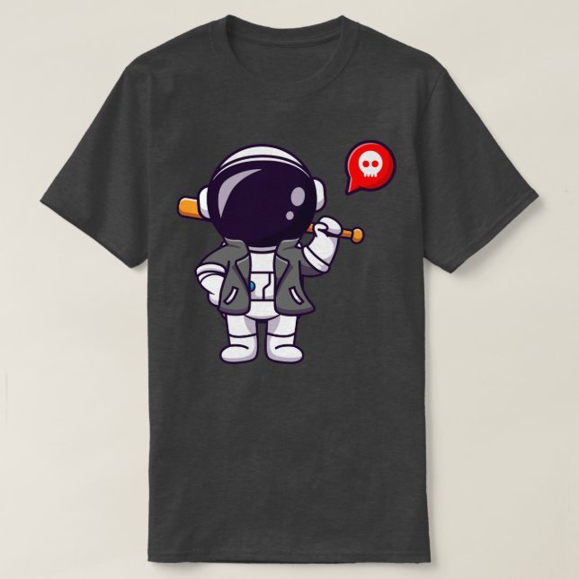 Camiseta Astronauta legal Com Bat De Baseball E Cartô De Ja (Frente do Design)