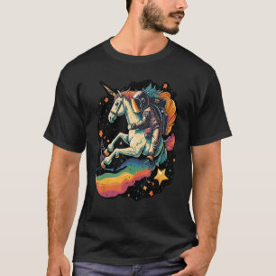 Camiseta Astronauta legal Que Dirige Um Unicórnio Arco-Íris